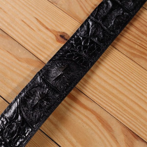 Ремень-автомат CROCODILE LEATHER 18236 из натуральной кожи крокодила (каймана) Черный