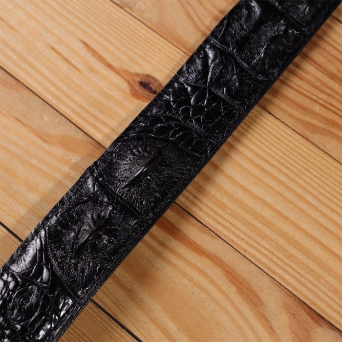 Ремень-автомат CROCODILE LEATHER 18236 из натуральной кожи крокодила (каймана) Черный