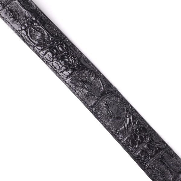 Ремень-автомат CROCODILE LEATHER 18236 из натуральной кожи крокодила (каймана) Черный