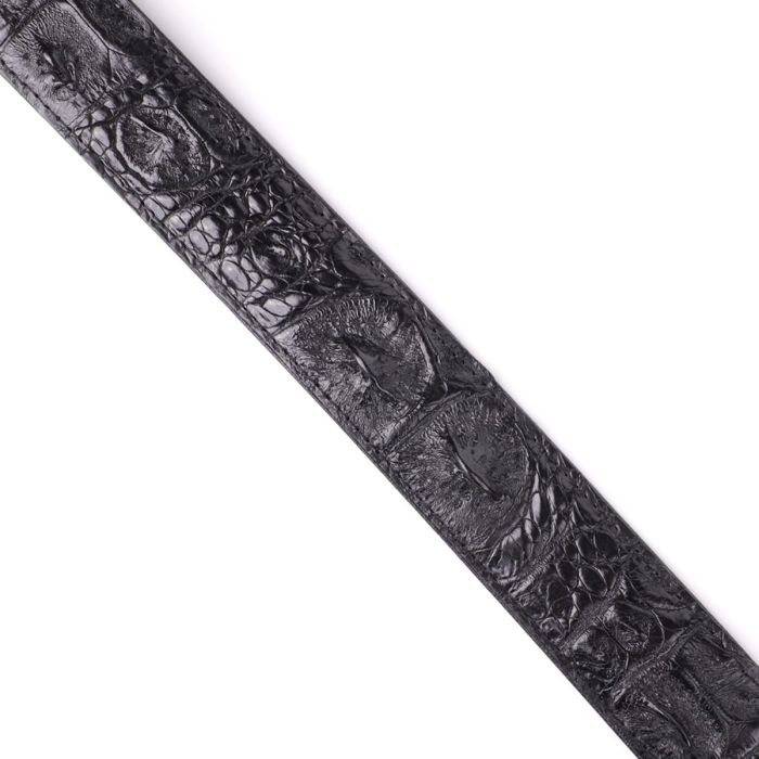 Ремень-автомат CROCODILE LEATHER 18236 из натуральной кожи крокодила (каймана) Черный