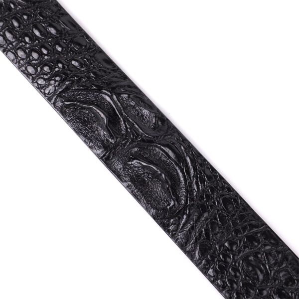 Ремень-автомат CROCODILE LEATHER 18239 из натуральной кожи крокодила Черный