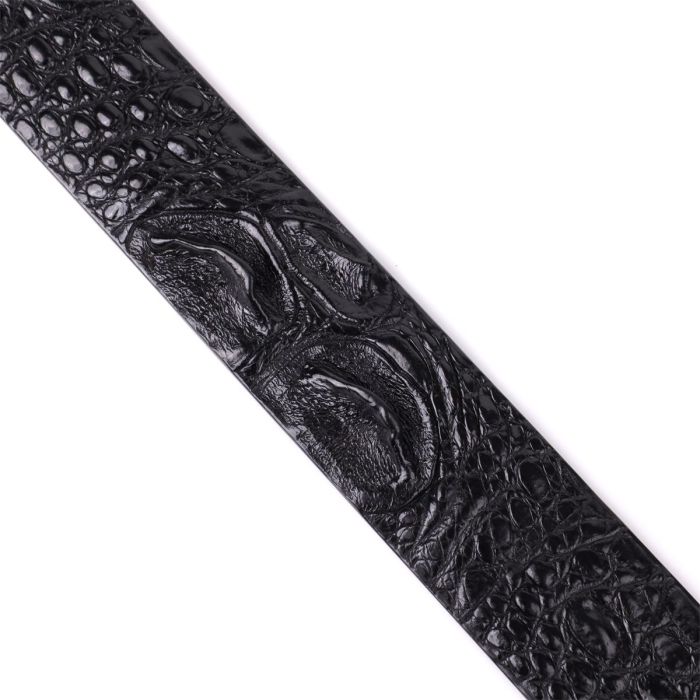 Ремень-автомат CROCODILE LEATHER 18239 из натуральной кожи крокодила Черный