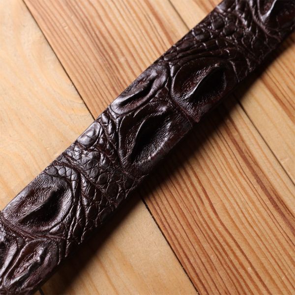 Ремень-автомат CROCODILE LEATHER 18240 из натуральной кожи крокодила Коричневый
