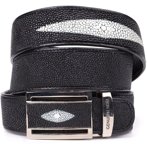 Ремень-автомат STINGRAY LEATHER 18203 из натуральной кожи морского ската Черный