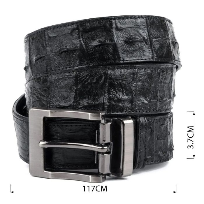 Ремень классика из натуральной кожи крокодила CROCODILE LEATHER 18018 Черный