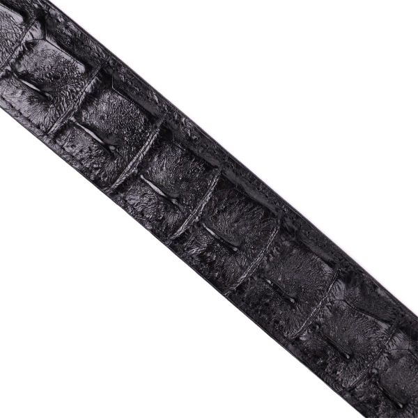 Ремень классика из натуральной кожи крокодила CROCODILE LEATHER 18018 Черный