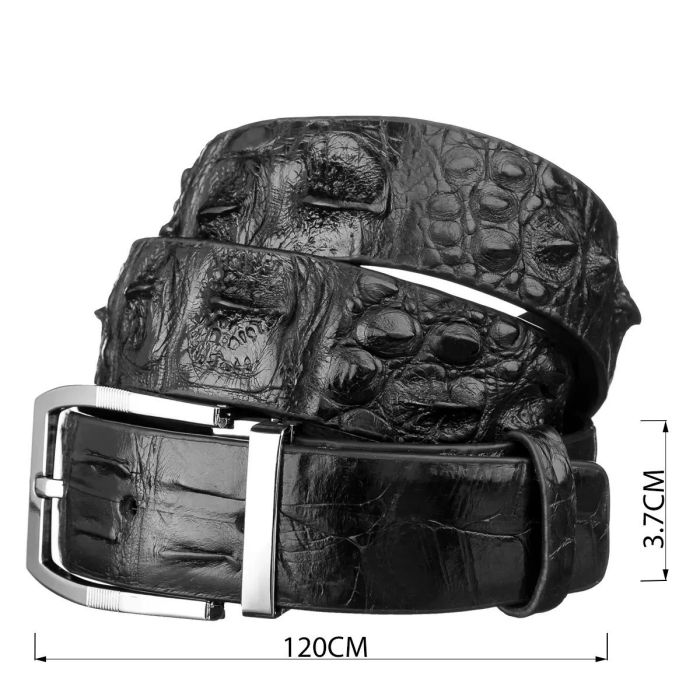 Ремень мужской CROCODILE LEATHER 18008 из натуральной кожи крокодила Черный