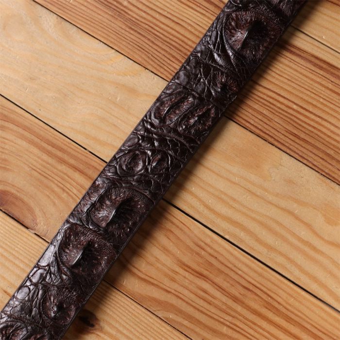Ремень мужской CROCODILE LEATHER 18178 из натуральной кожи крокодила Коричневый