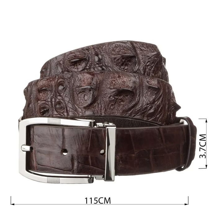 Ремень мужской CROCODILE LEATHER 18178 из натуральной кожи крокодила Коричневый