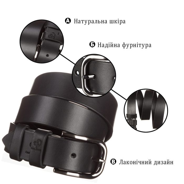 Ремень мужской GRANDE PELLE 11029 кожа Черный