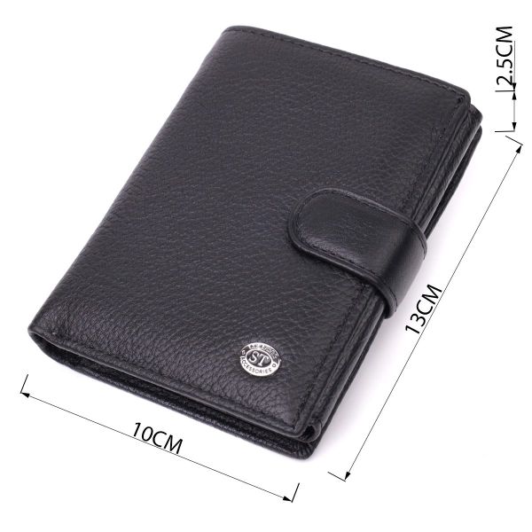 Солидный мужской бумажник из натуральной кожи ST Leather 22467 Черный