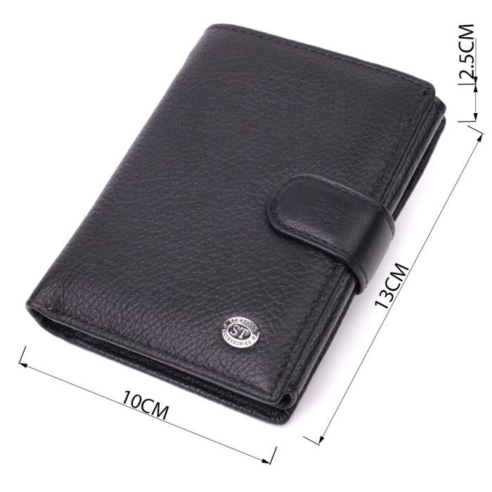 Солидный мужской бумажник из натуральной кожи ST Leather 22467 Черный