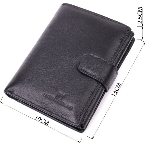 Солидный мужской бумажник вертикального формата из натуральной кожи ST Leather 22462 Черный