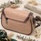 Сумка для женщин с фактурным клапаном из натуральной кожи Vintage 22373 Бежевая
