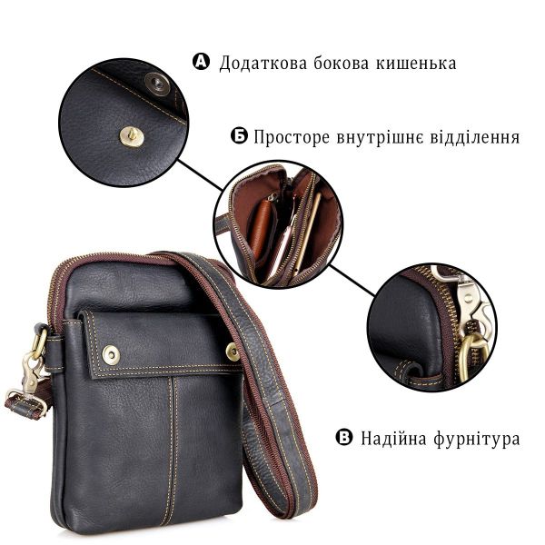 Сумка чоловіча Vintage 14408 Чорна