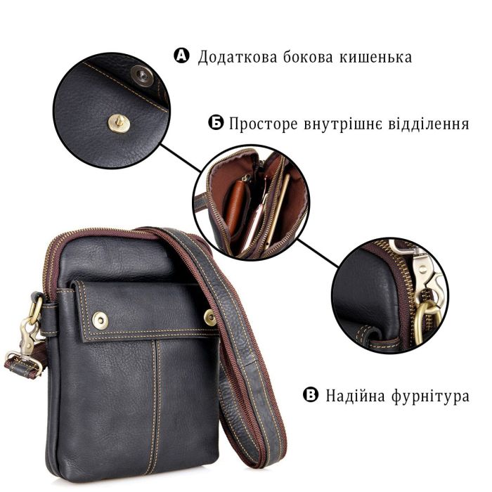 Сумка чоловіча Vintage 14408 Чорна