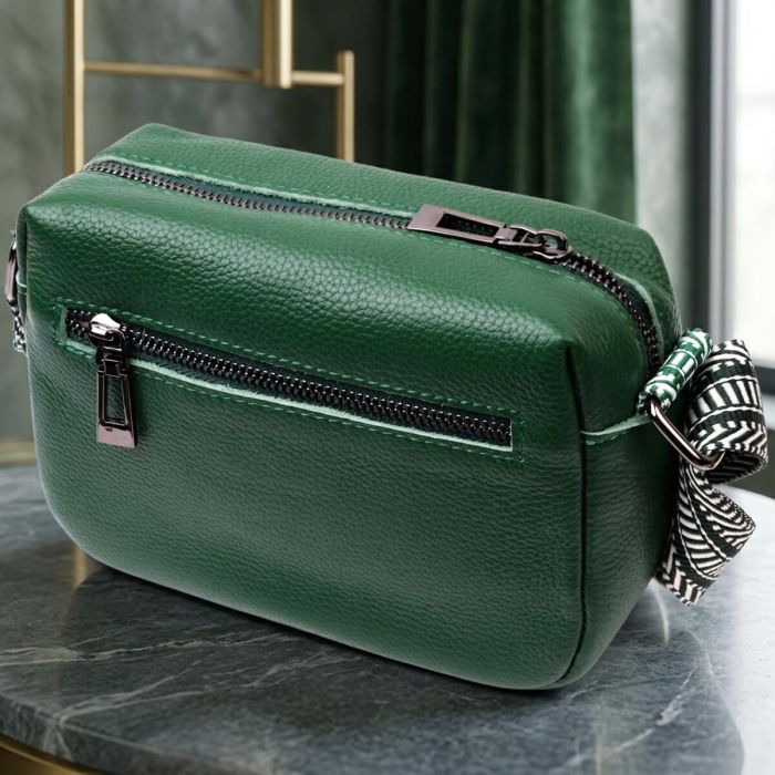 Сумка на одно отделение для стильных женщин из натуральной кожи Vintage 22603 Зеленая