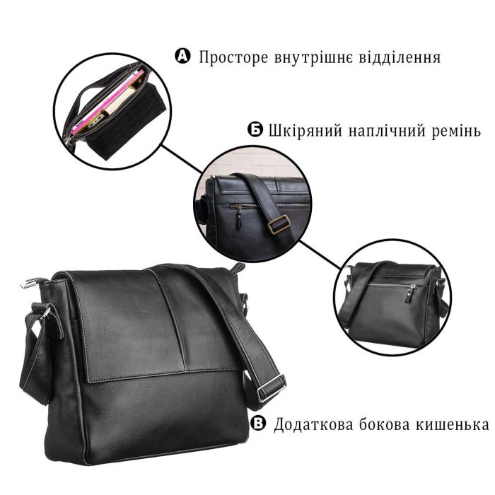 Сумка SHVIGEL 11130 кожаная Черная