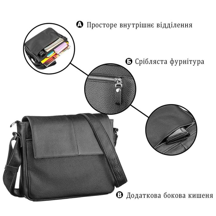 Сумка SHVIGEL 11131 кожаная Черная