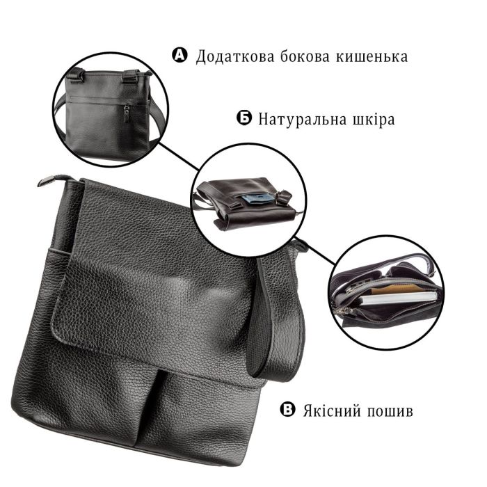 Сумка SHVIGEL 11157 из натуральной кожи Черная