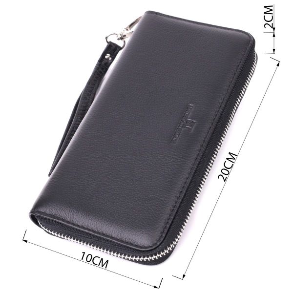 Универсальный кошелек-клатч на одно отделение из натуральной кожи ST Leather 22559 Черный