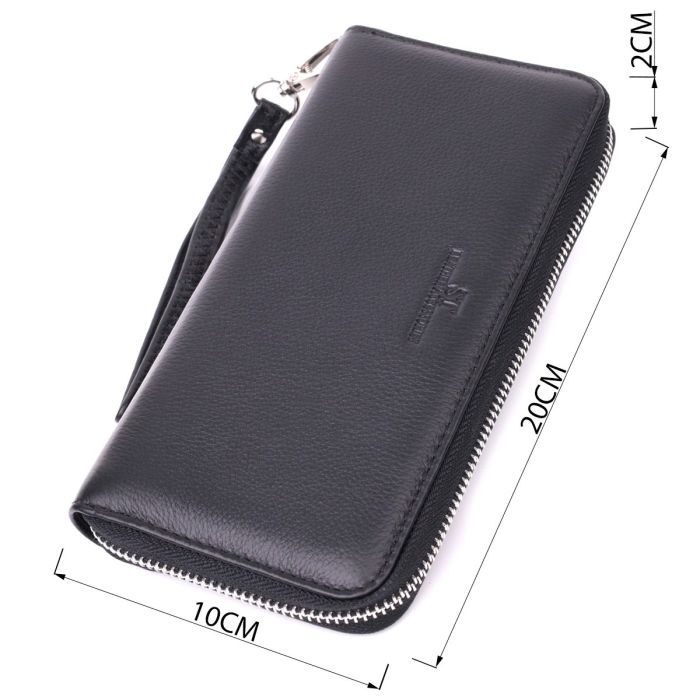 Универсальный кошелек-клатч на одно отделение из натуральной кожи ST Leather 22559 Черный