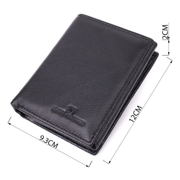 Вертикальный кошелек для стильных мужчин из натуральной кожи ST Leather 22464 Черный