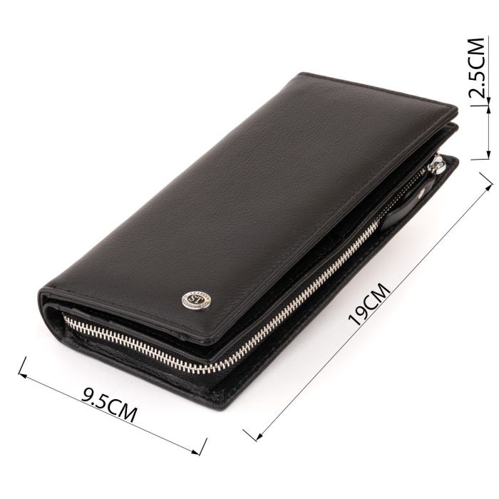 Вертикальный кошелек кожаный женский ST Leather 19274 Черный