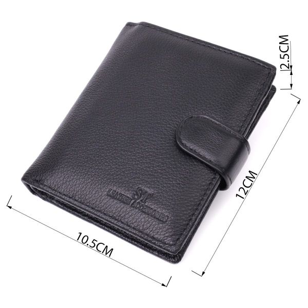 Вертикальный мужской бумажник из натуральной кожи ST Leather 22479 Черный