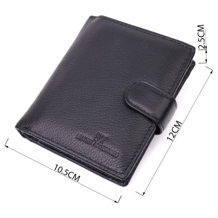 Вертикальный мужской бумажник из натуральной кожи ST Leather 22479 Черный