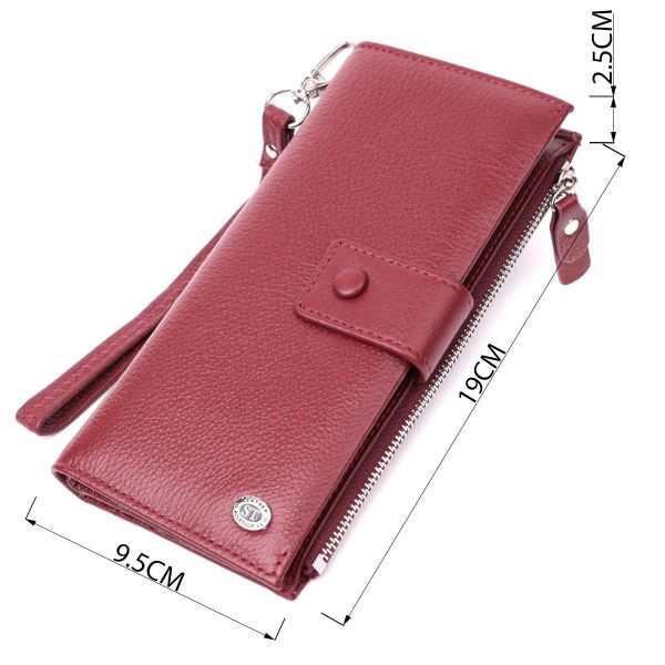 Вертикальный женский кошелек-клатч из натуральной кожи ST Leather 22535 Бордовый