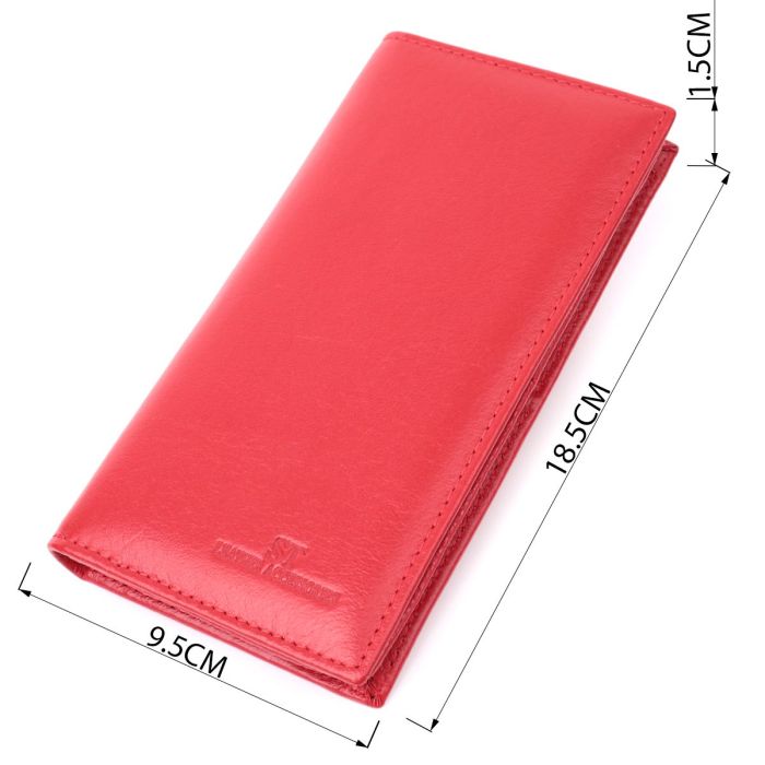 Вертикальный женский кошелек на магнитах из натуральной кожи ST Leather 22539 Красный