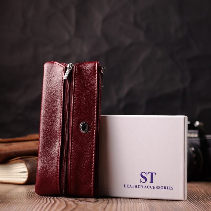 Вместительная ключница из натуральной кожи ST Leather 22508 Бордовый