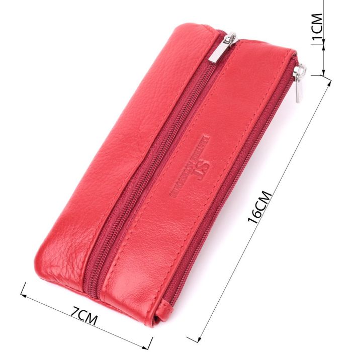 Яркая кожаная ключница на молнии ST Leather 22557 Красный