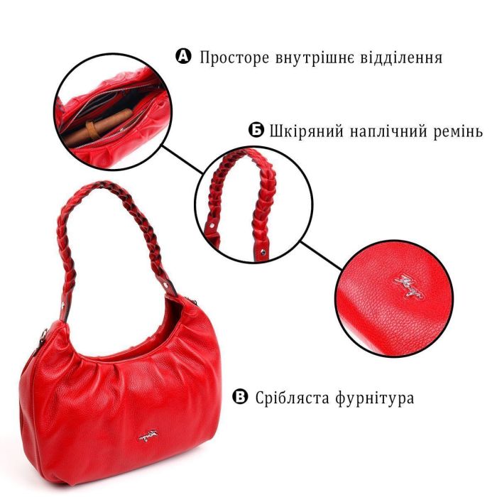 Яскрава жіноча сумка багет KARYA 20837 шкіряна Червоний