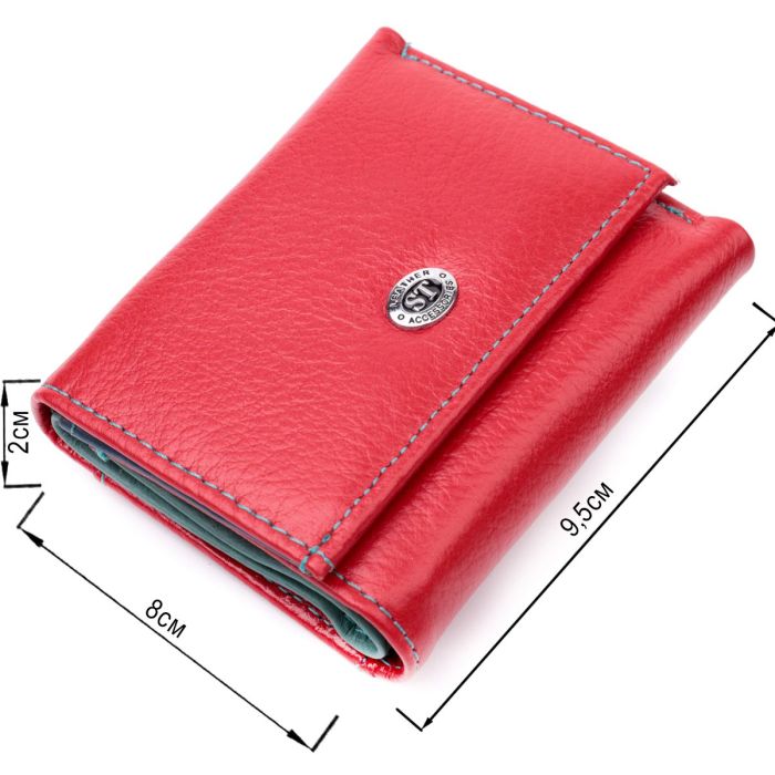 Яркий маленький кошелек для женщин из натуральной кожи ST Leather 19502 Красный