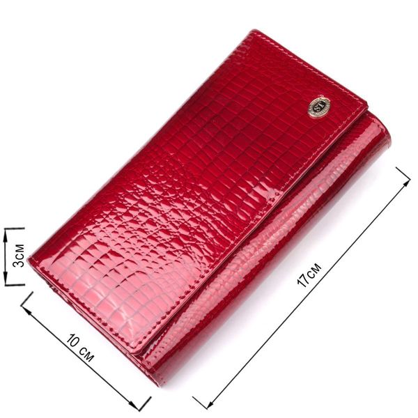 Яркий женский кошелек из лакированной кожи с визитницей ST Leather 19405 Красный