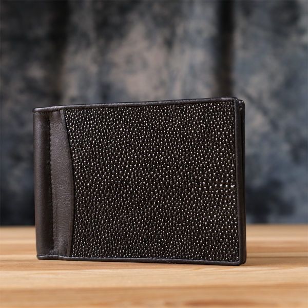 Зажим для денег STINGRAY LEATHER 18293 из натуральной кожи морского ската Черный