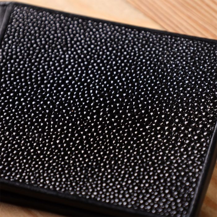 Зажим для денег STINGRAY LEATHER 18293 из натуральной кожи морского ската Черный
