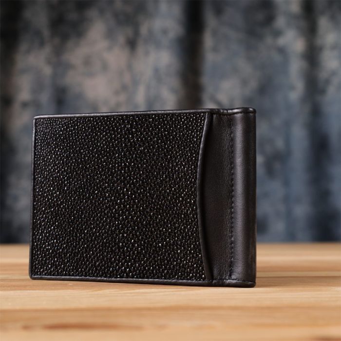 Зажим для денег STINGRAY LEATHER 18293 из натуральной кожи морского ската Черный
