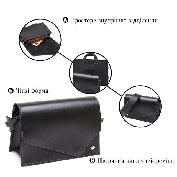 Женская стильная сумка из натуральной кожи GRANDE PELLE 11434 Черный