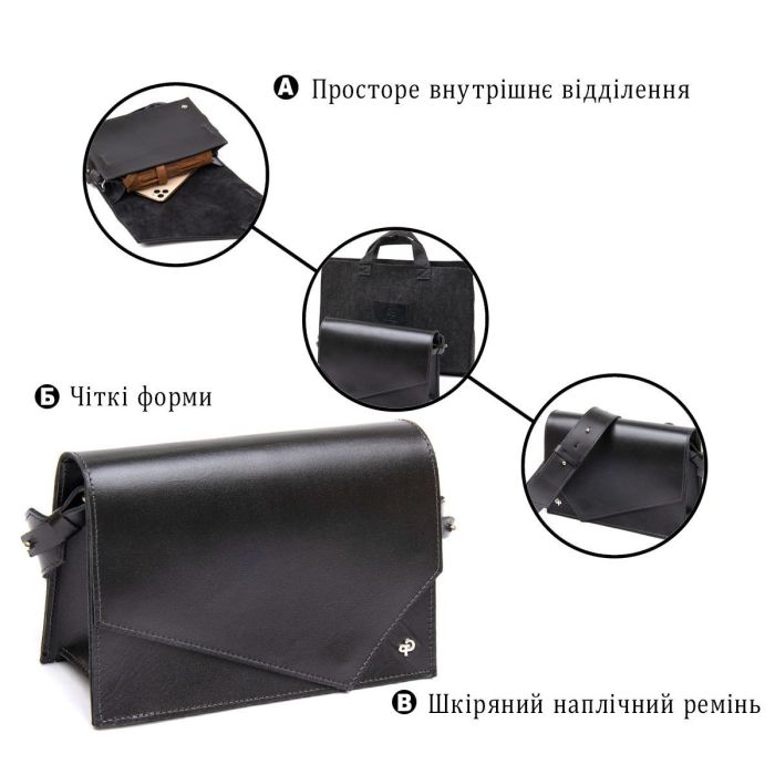 Женская стильная сумка из натуральной кожи GRANDE PELLE 11434 Черный