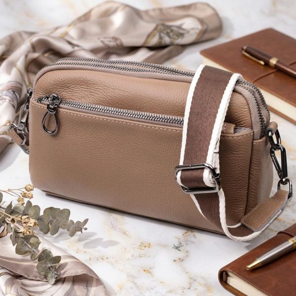 Женская стильная сумка из натуральной кожи Vintage 22599 Бежевая