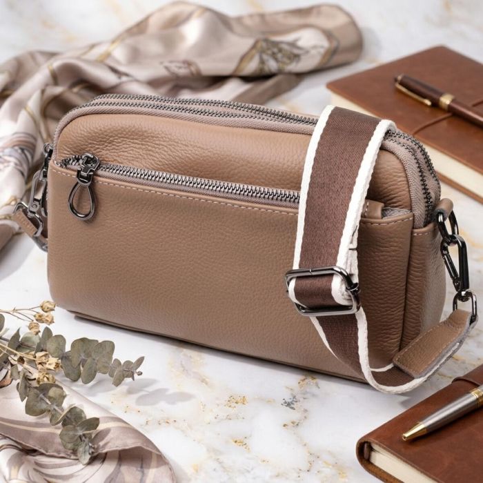 Женская стильная сумка из натуральной кожи Vintage 22599 Бежевая