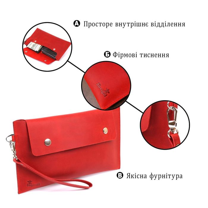 Женская винтажная кожаный тревел-косметичка Shvigel 16427 Красный