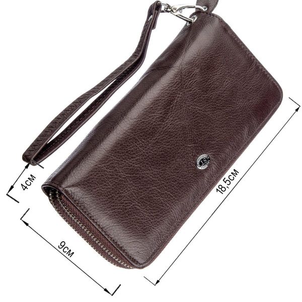 Женский клатч с ремешком на запястье ST Leather 18867 Коричневый
