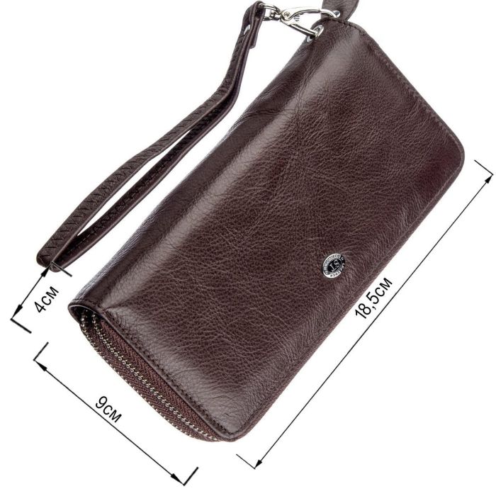 Женский клатч с ремешком на запястье ST Leather 18867 Коричневый