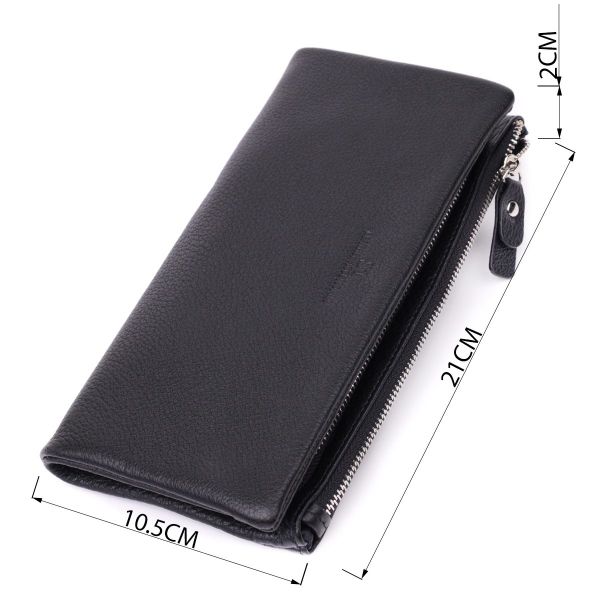 Женский кошелек-клатч с двумя молниями из натуральной кожи ST Leather 22527 Черный