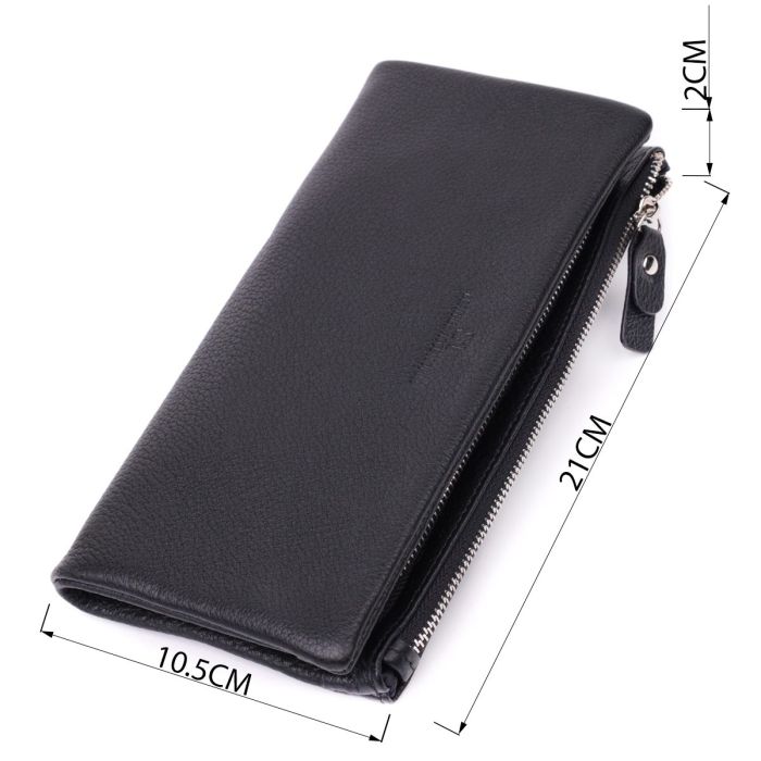 Женский кошелек-клатч с двумя молниями из натуральной кожи ST Leather 22527 Черный