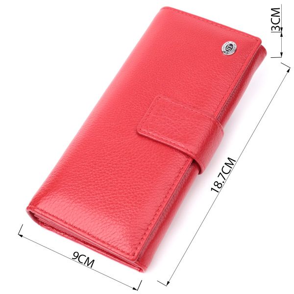 Женский кошелек на четыре отделения для купюр из натуральной кожи ST Leather 22549 Красный